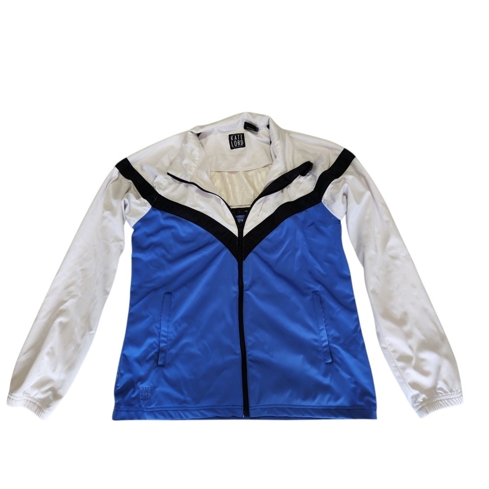 Colorblock Jacket Full Zip Chevron Athletic Medium Blue White‎ GolfCore Sporty
